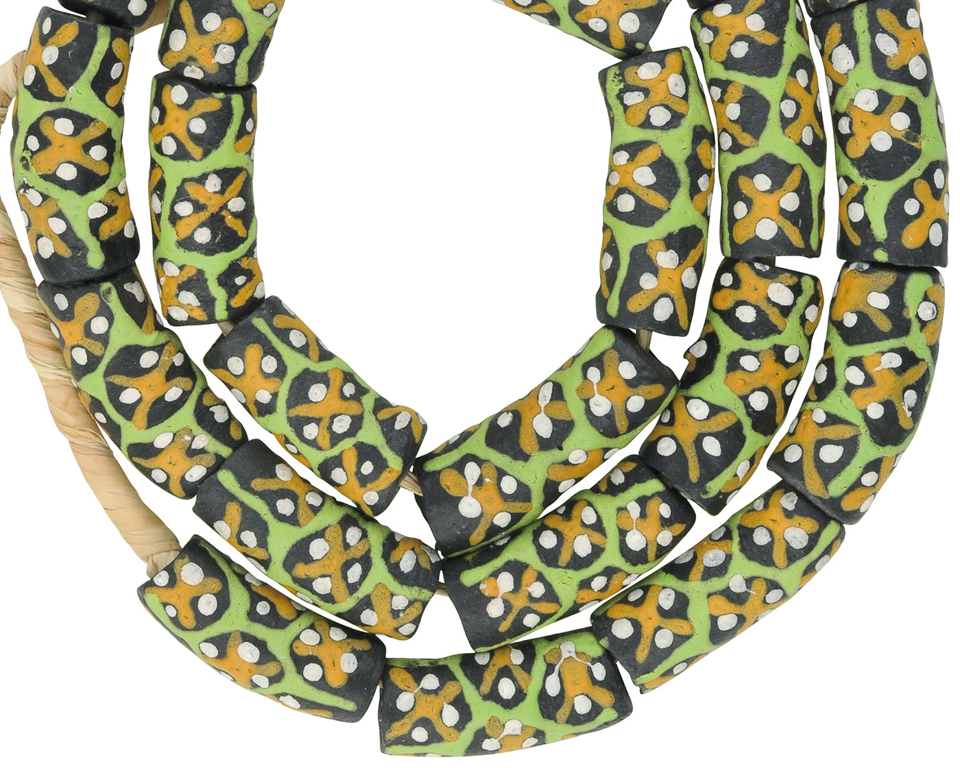 Exquisite African Trade Beads - 10Mm Recycled Glass From Ghana - close-up
