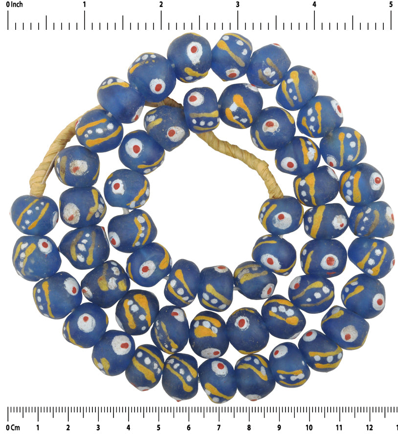 Authentic Ghana Krobo Fancy Powder Glass Trade Beads - close-up