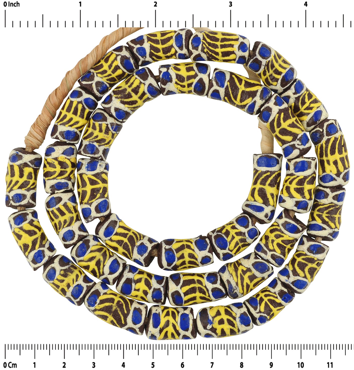 Beautiful Handmade Ghana Krobo Fancy Glass Beads - 24 1/4" Strand - close-up