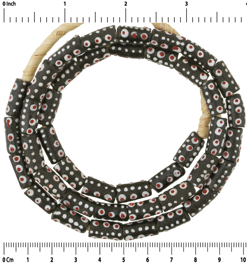 Fancy Krobo Powder Glass Beads - Ghana African Made Jewelry - close-up