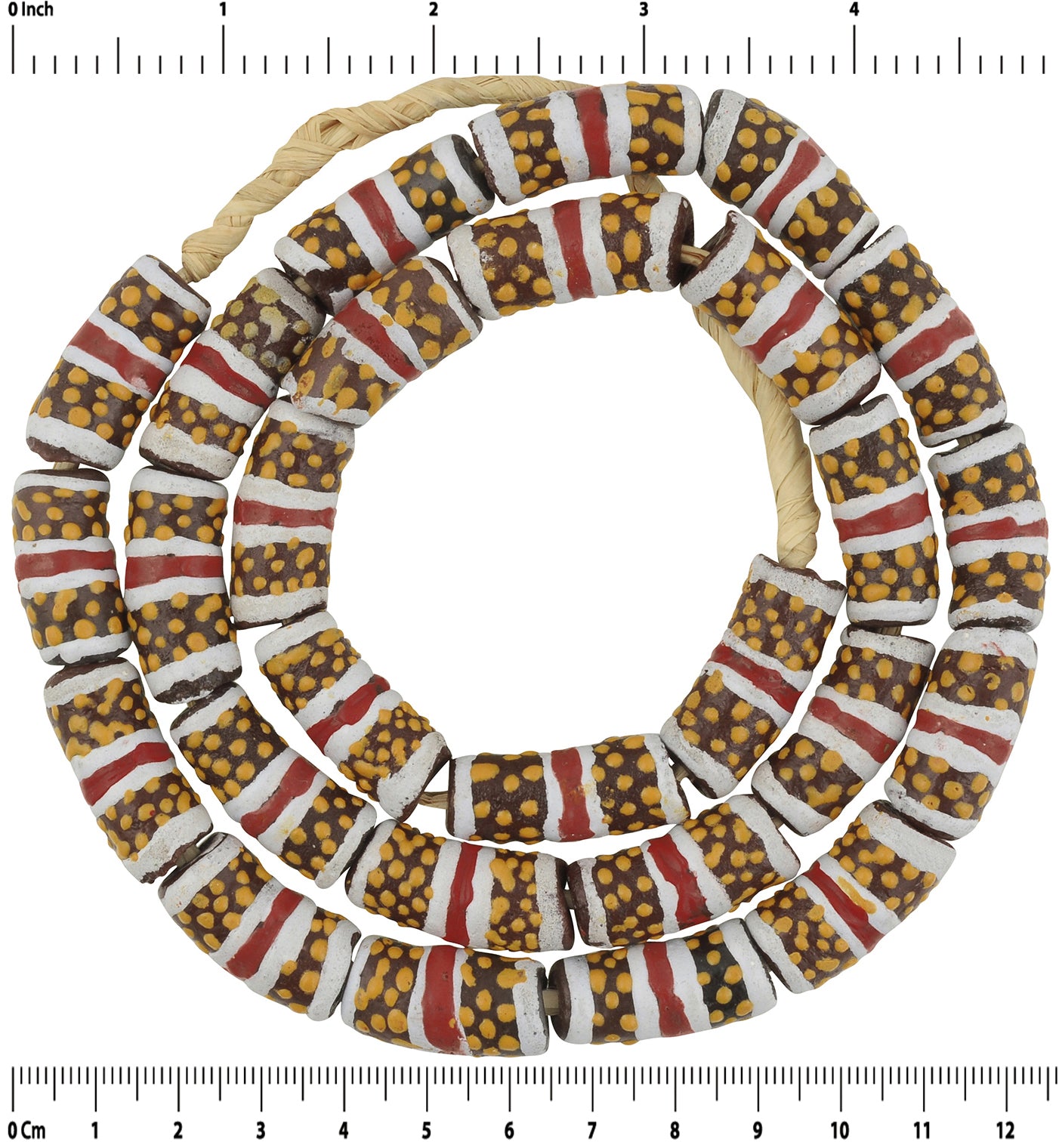 Authentic African Trade Beads: Fancy Powder Glass Beads From Ghana - zoomed-in detail