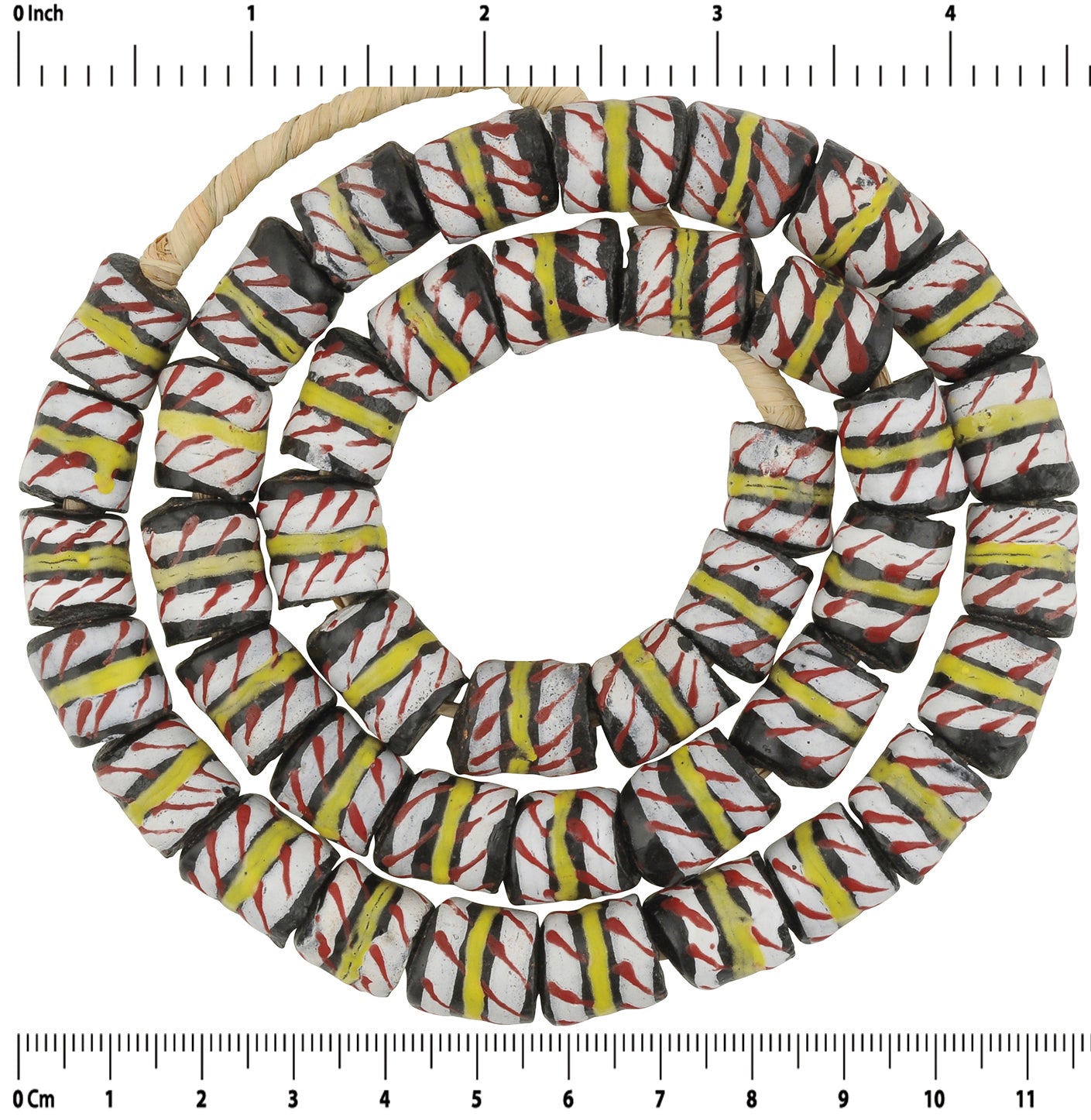 African Beads Handmade Recycled Glass Powder Krobo Ghana - zoomed-in detail