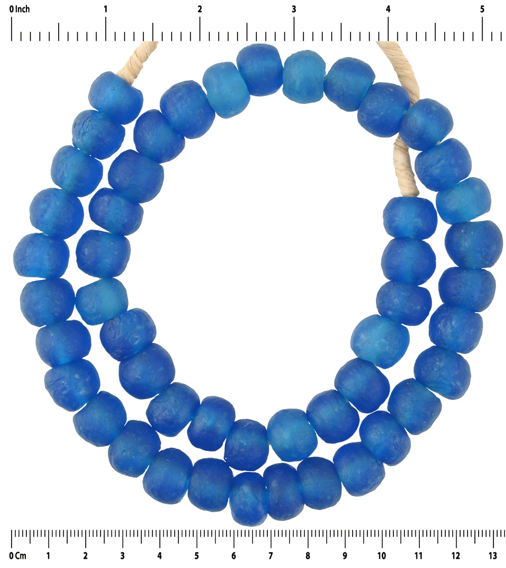Translucent African Trade Beads - Krobo Glass, 14Mm, 21" - close-up