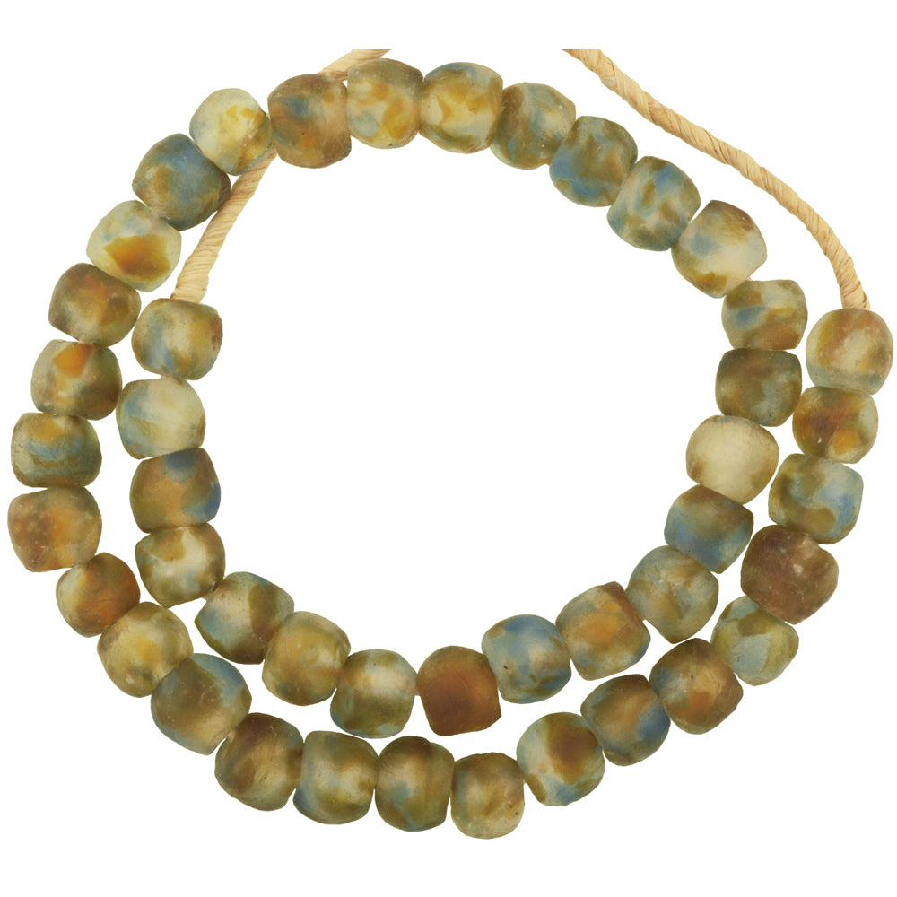 Translucent African Bottle Glass Beads - 14Mm, Handmade In Ghana