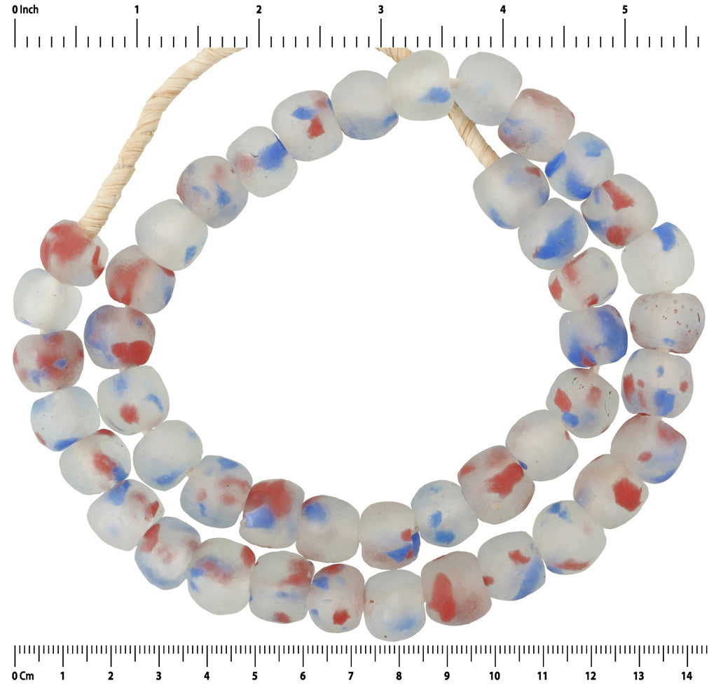 Authentic Translucent Krobo Glass Beads - 21" Strand - close-up