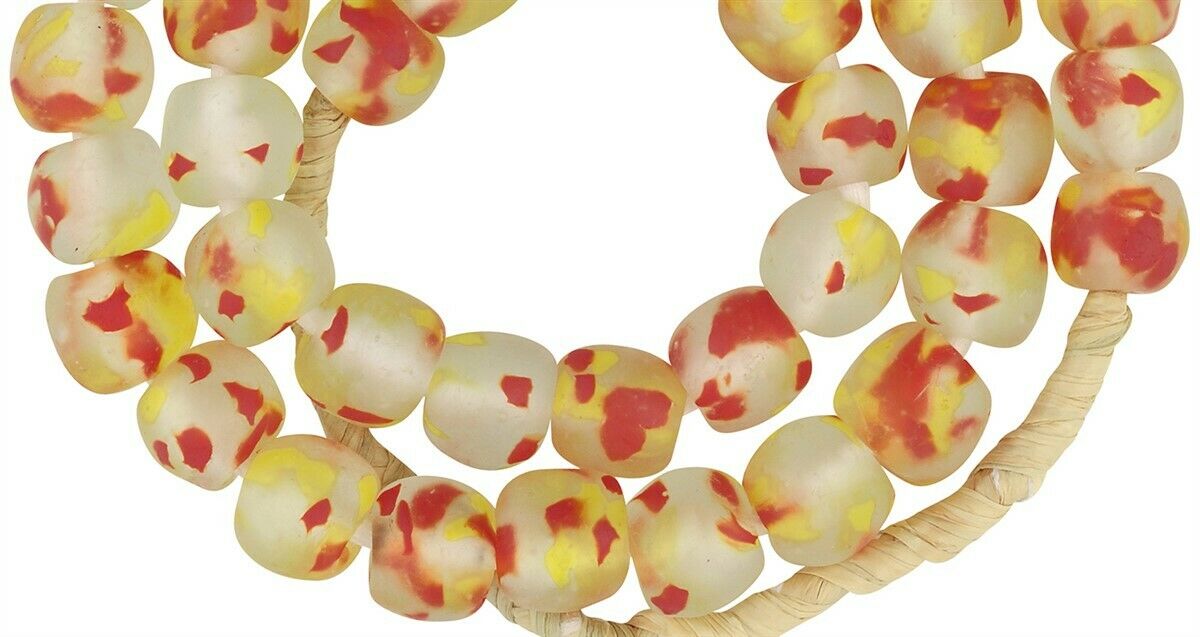 Stunning Translucent Krobo Glass Beads - African Trade Beads 13-14Mm - close-up