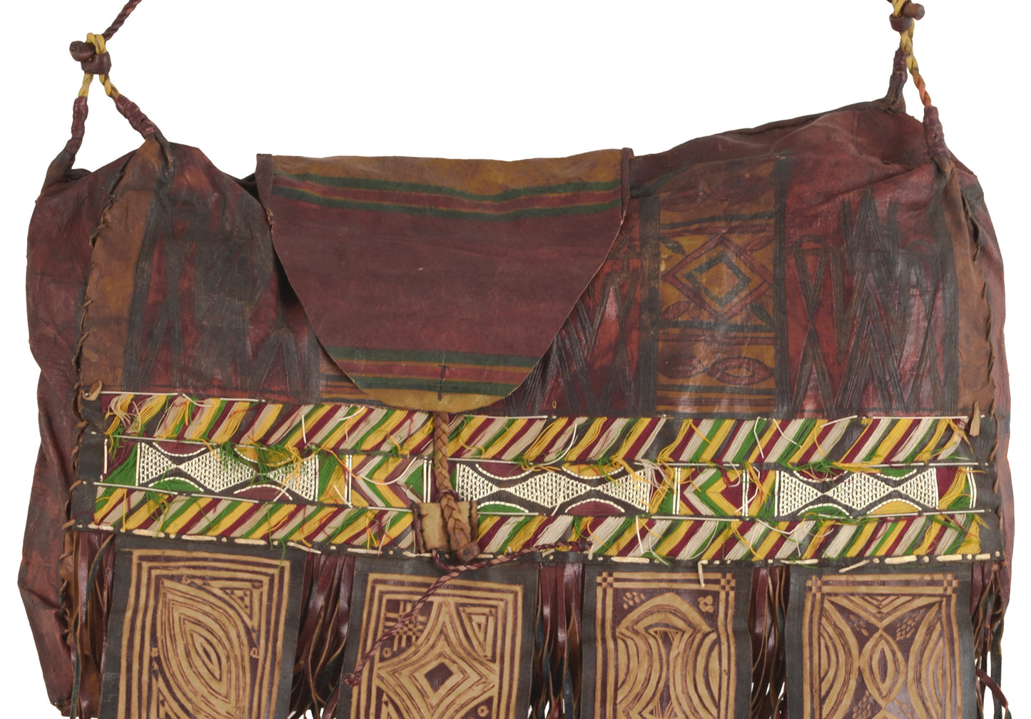 Authentic Tuareg Leather Sahara Nomad Storage Bag – Ethnic 21″ Fringe