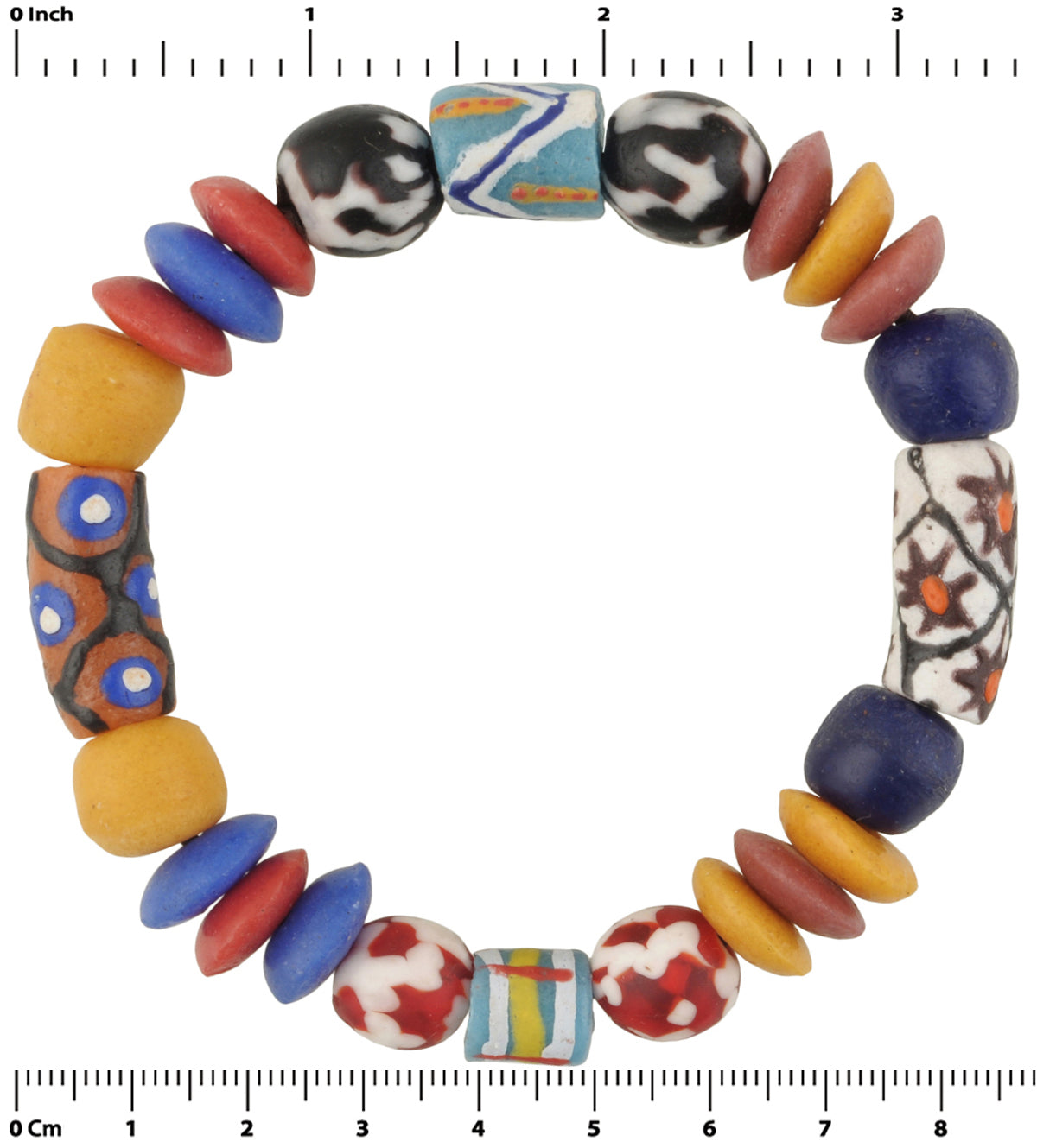 Handmade Beaded Bracelet - African Glass Beads Jewelry - zoomed-in detail