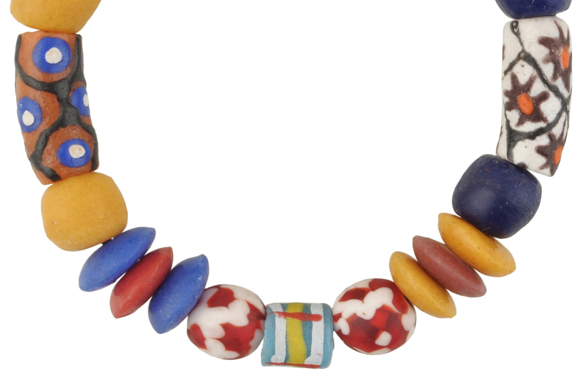 Handmade Beaded Bracelet - African Glass Beads Jewelry - close-up