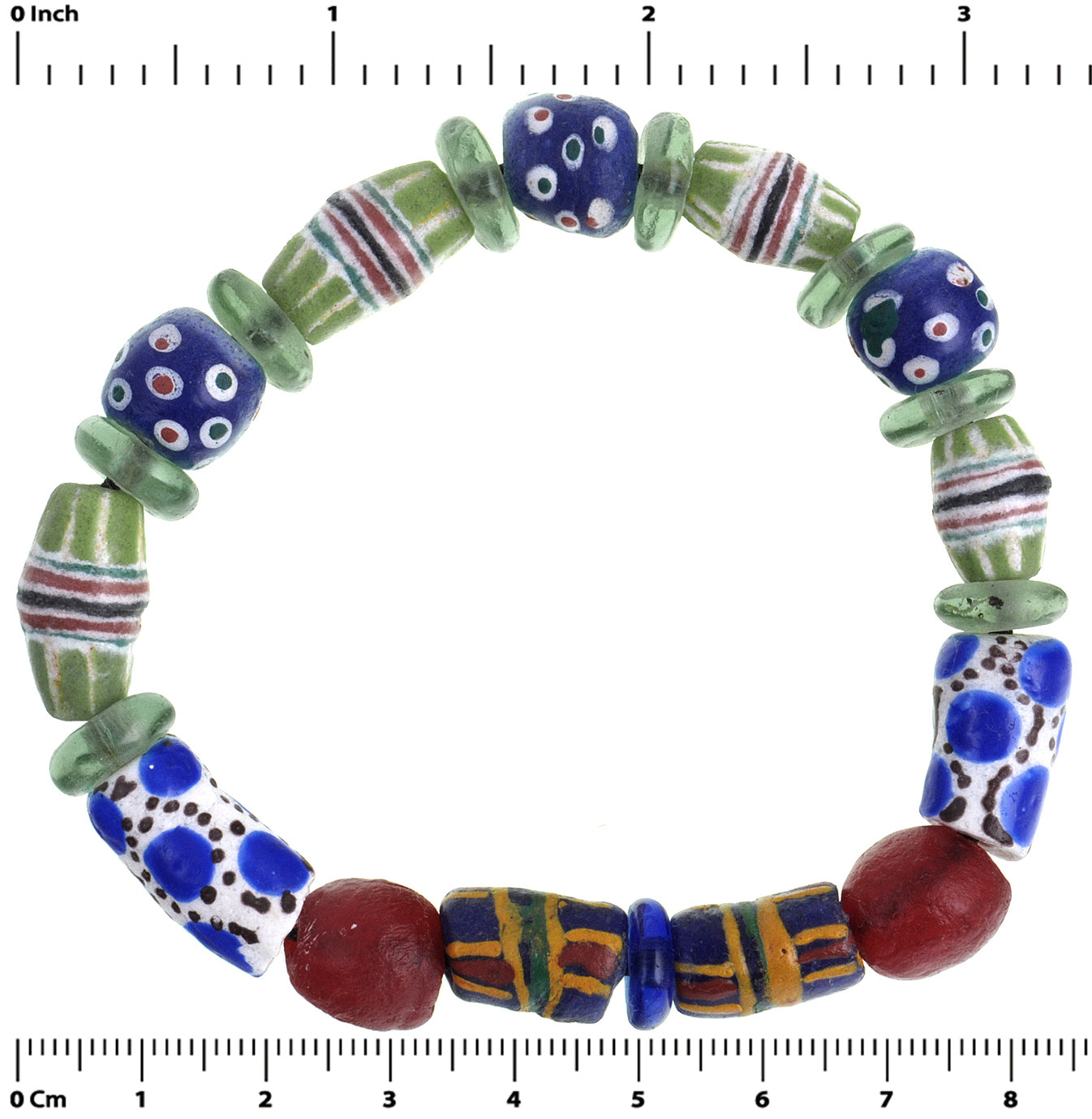 African Beaded Bracelet - Handmade Glass Beads From Ghana - zoomed-in detail