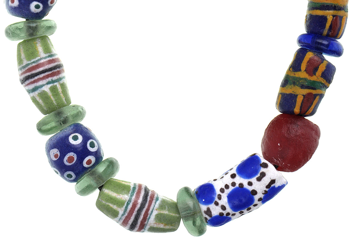 African Beaded Bracelet - Handmade Glass Beads From Ghana - close-up