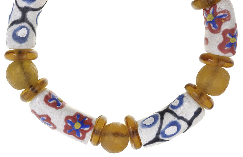 Trade Beads African Recycled Powder Glass Krobo Ghana Glass Bracelet Stretched - alternate view