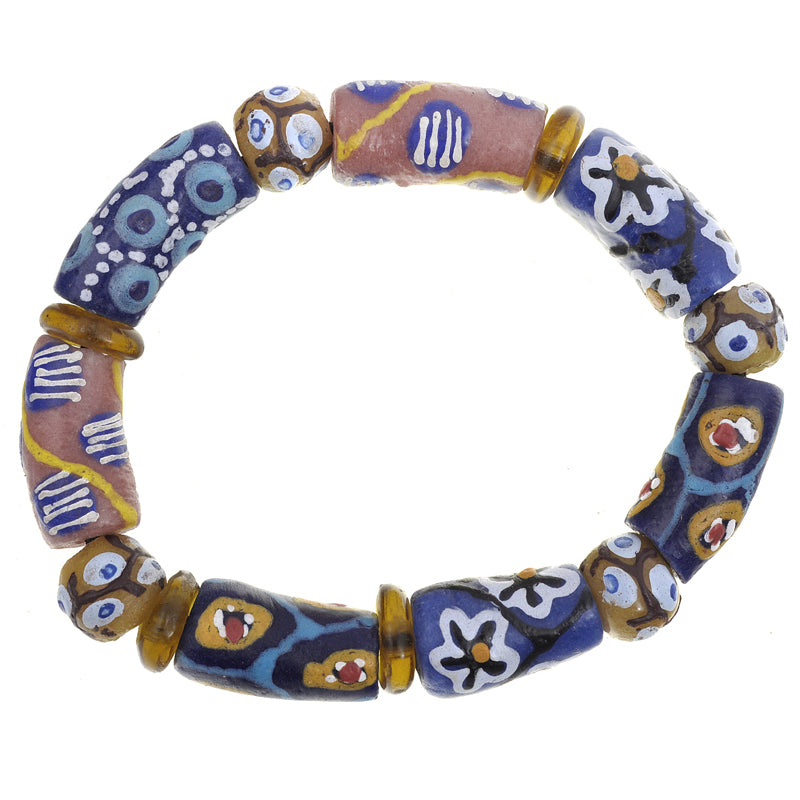 African Beaded Bracelet - Handmade Krobo Glass Beads Jewelry