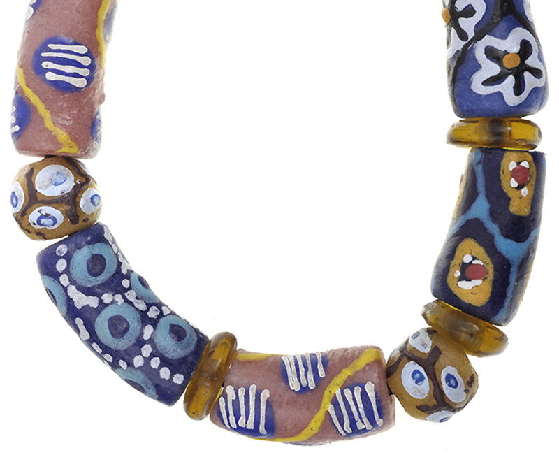 African Beaded Bracelet - Handmade Krobo Glass Beads Jewelry - close-up