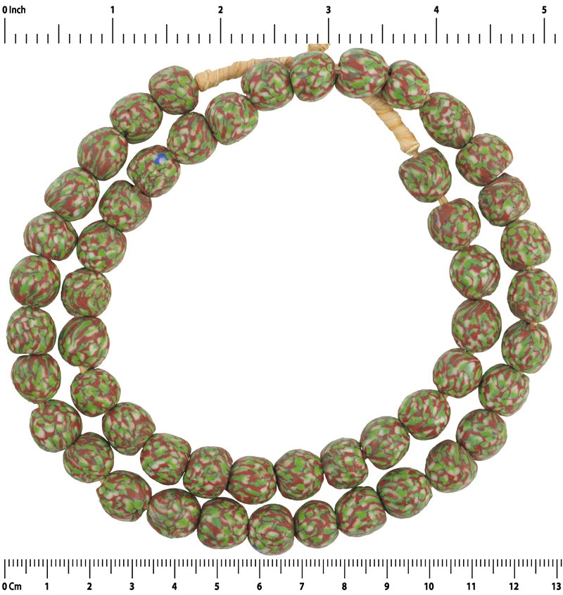 Handmade Fused Ghana Recycled Glass Beads - African Trade Beads - close-up