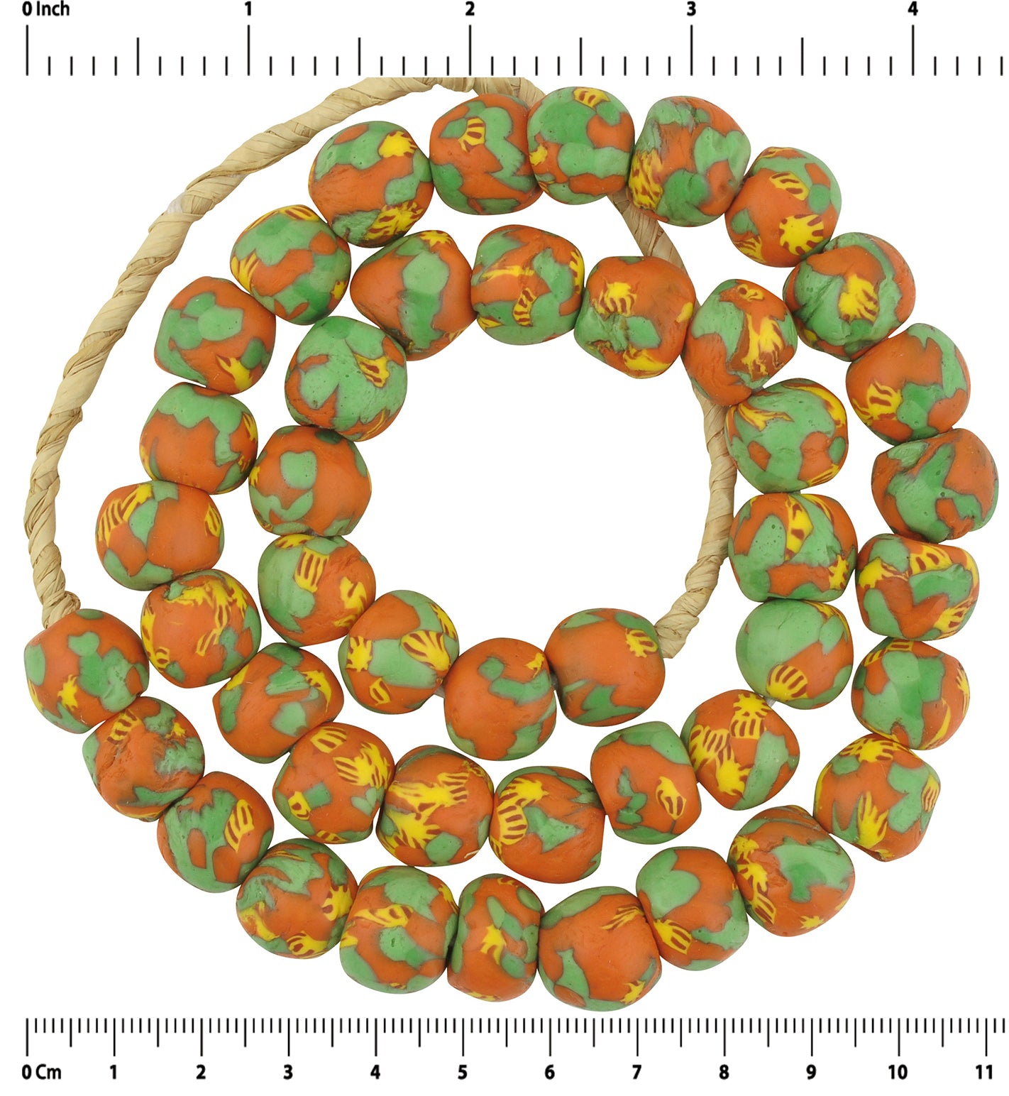 Handmade African Trade Beads | Ghana Recycled Glass Beads - zoomed-in detail