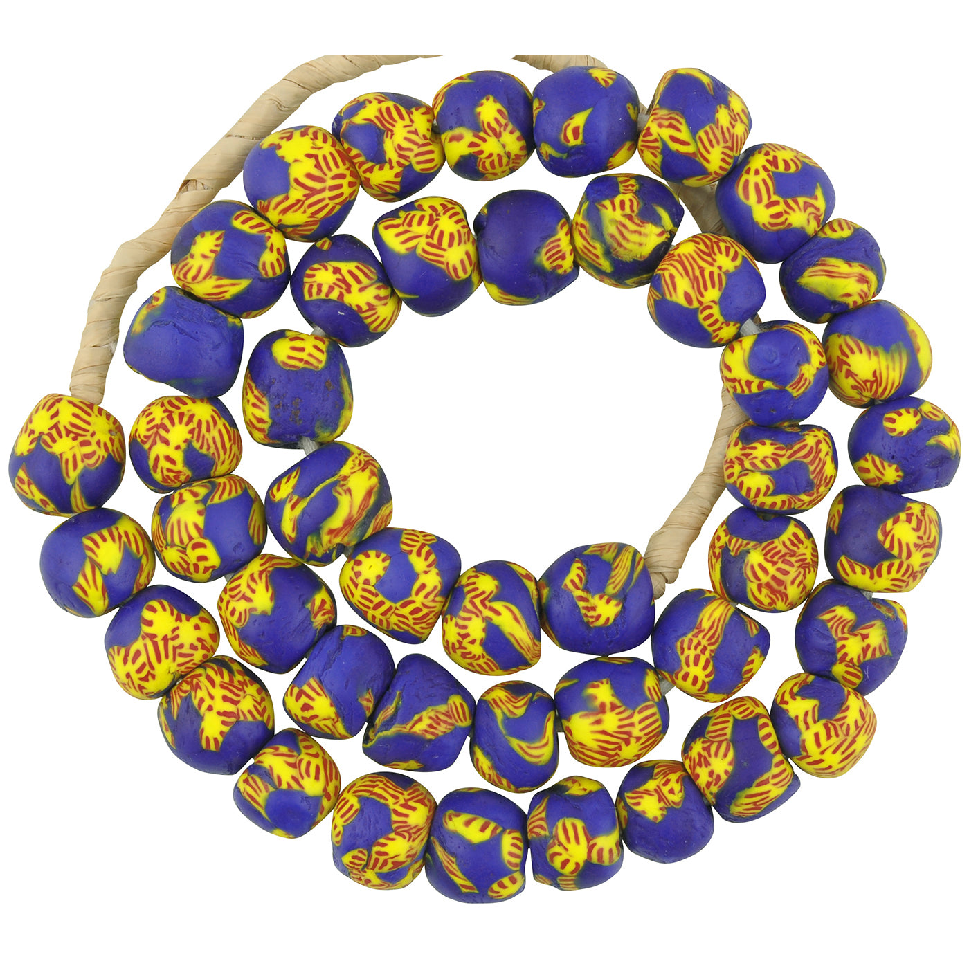 Beautiful African Trade Beads - Recycled Glass Beads From Ghana - angled shot