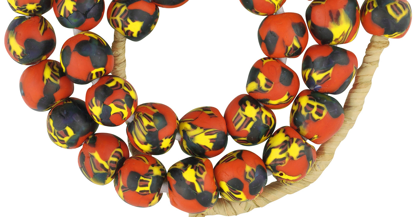 Handmade African Trade Beads - Recycled Ghana Glass Beads - close-up