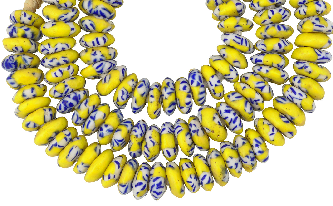 Handmade African Trade Beads - Fused Ghana Glass Disks 11-12Mm - close-up