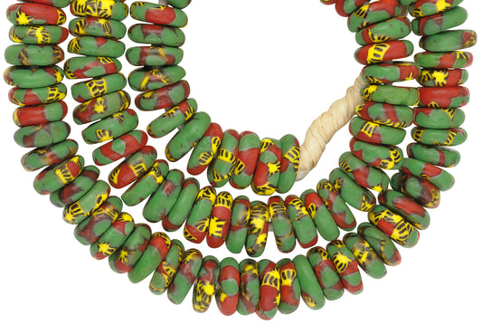Handmade African Trade Beads - Fused Ghana Glass Disks 11Mm - alternate view