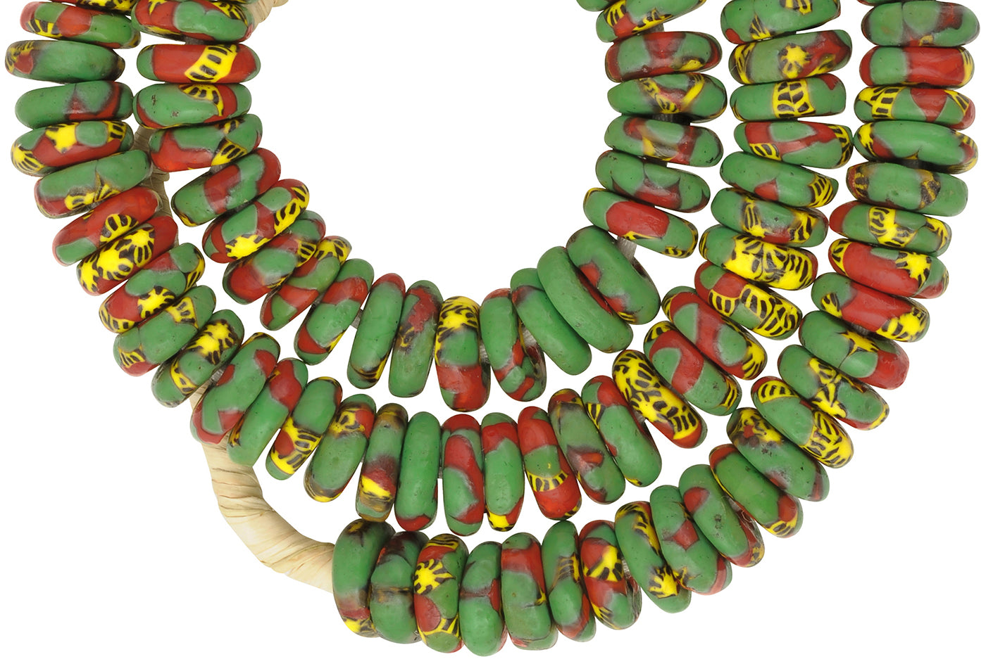 Handmade African Trade Beads - Fused Ghana Glass Disks 11Mm - close-up