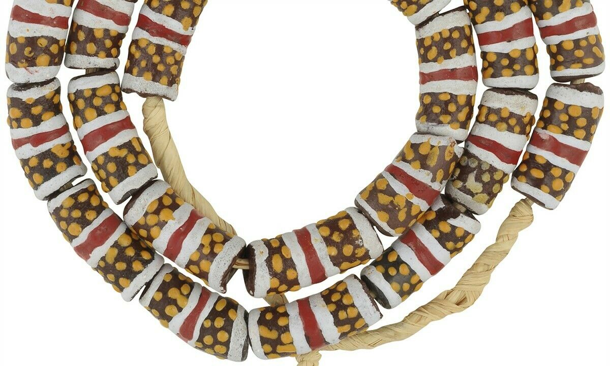 Authentic African Trade Beads: Fancy Powder Glass Beads From Ghana - close-up
