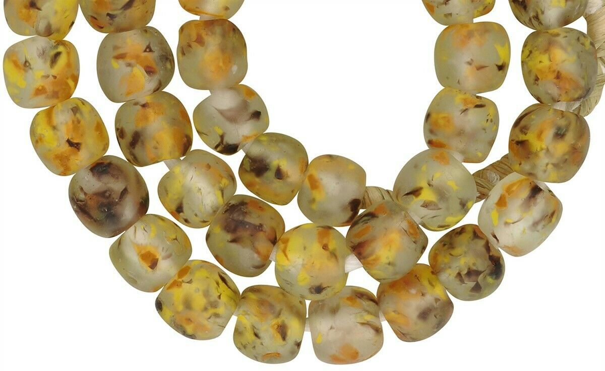 Translucent Krobo Glass Beads - African Trade Beads From Ghana - cropped detail