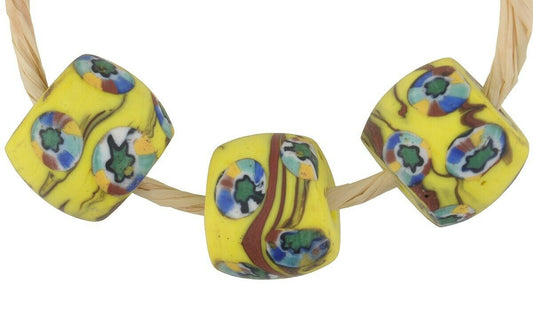 Antique Venetian Mosaic Millefiori African Trade Beads, 14-15Mm - alternate view