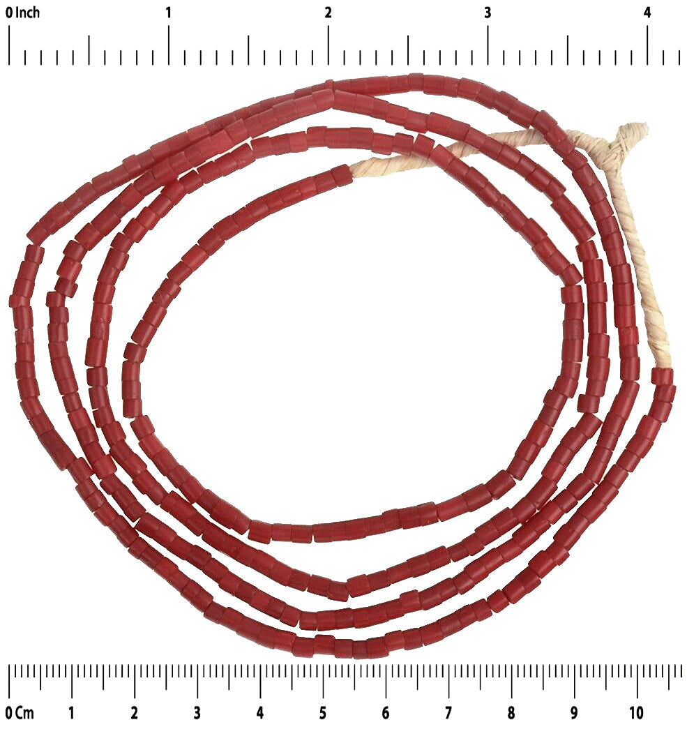 Unique Strand of Tiny 3 mm Red Old Venetian Seed Glass Trade Beads
