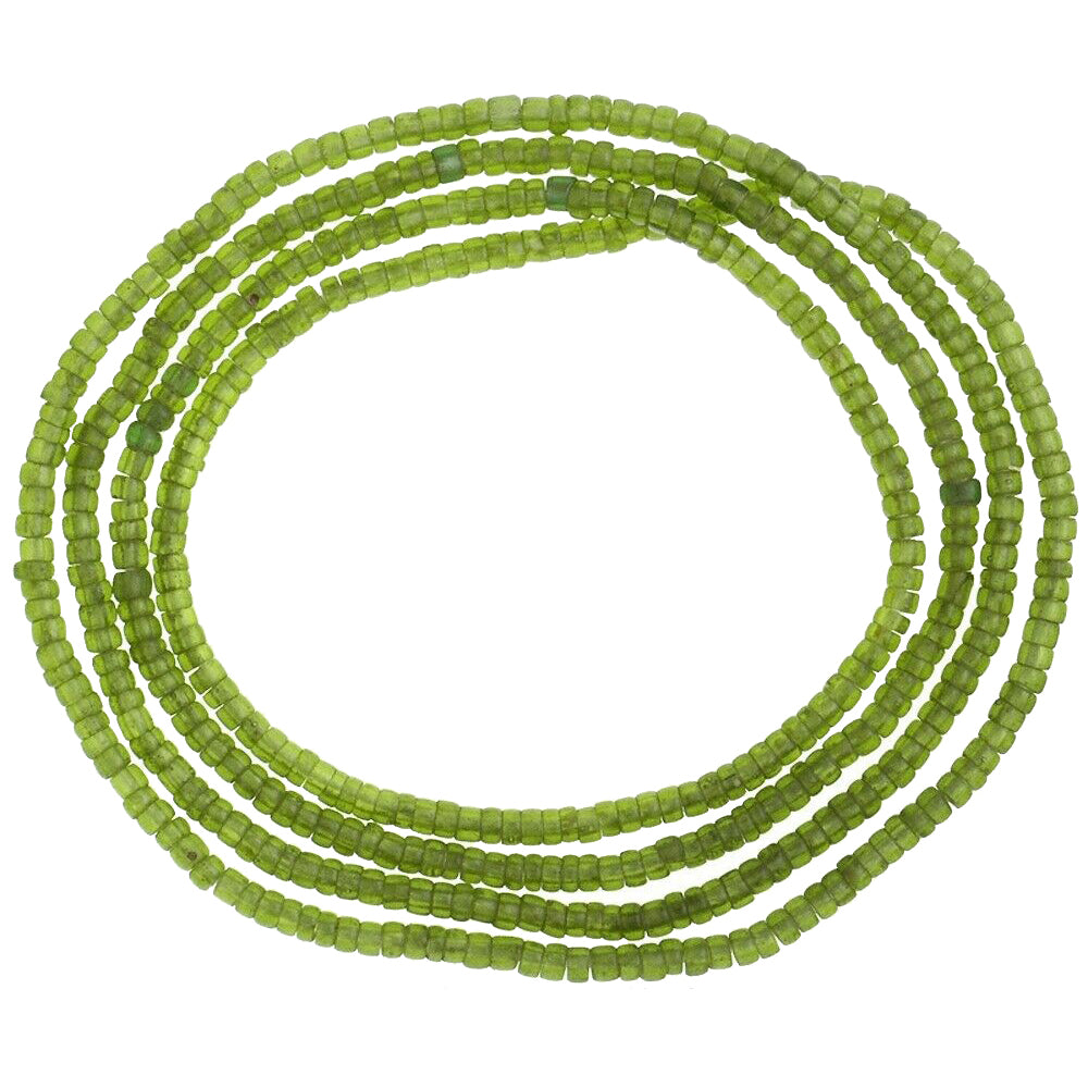 AfOld Venetian Tiny Translucent Green 2 mm Drawn Seed Bead Strandrican Trade Old