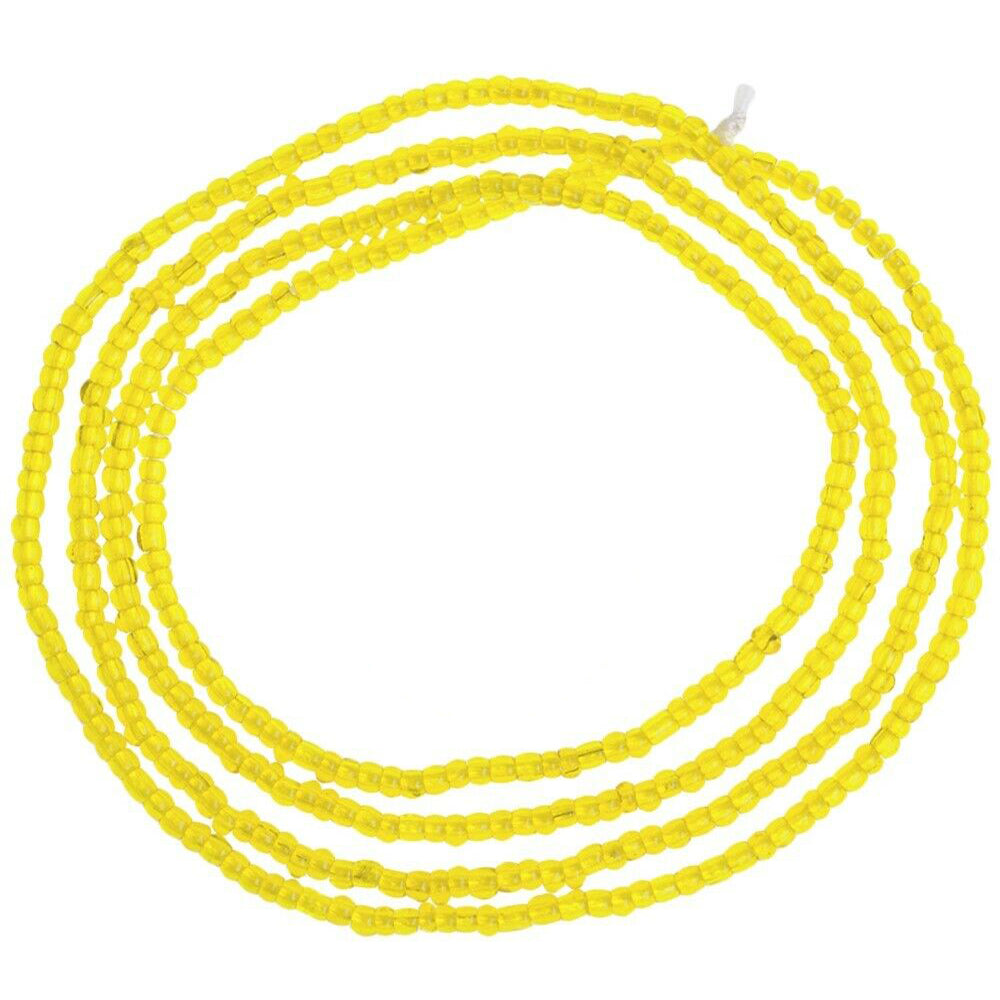 Yellow Translucent 2 mm Old Venetian Drawn Seed Beads Strand – Excellent