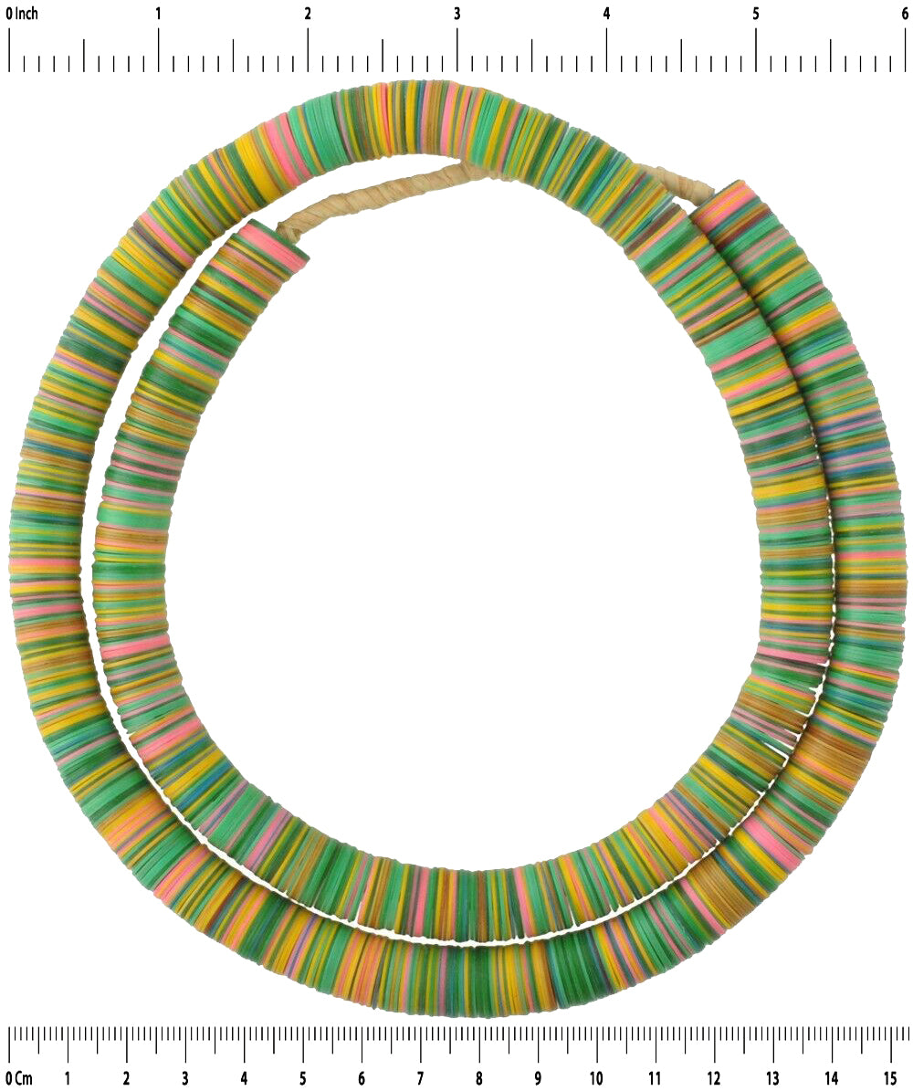 Old Bohemian Czech Vulcanic Disks - Large African Trade Beads - close-up