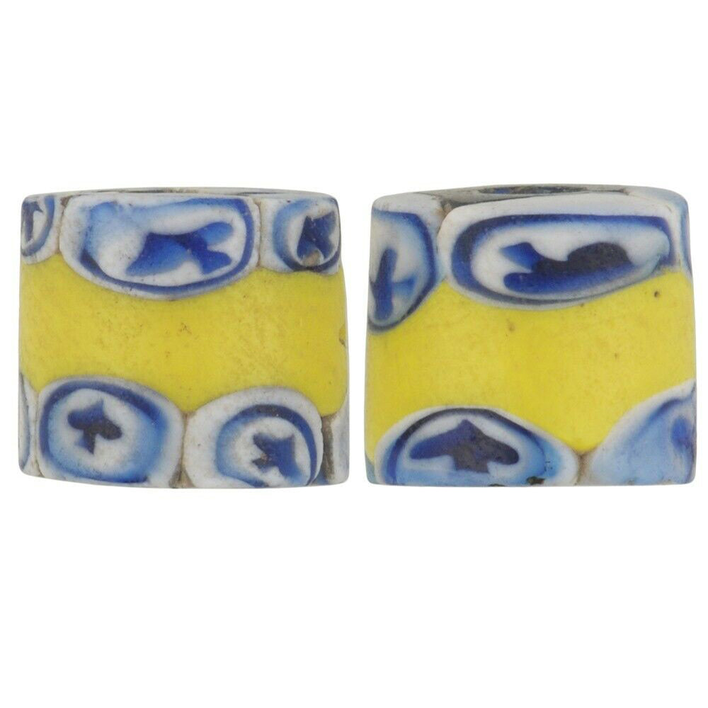 Rare Ace Of Spades Antique Millefiori Mosaic Trade Beads, 11Mm