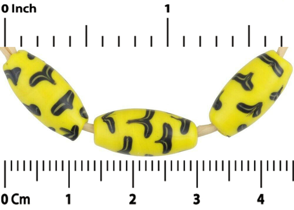 Antique Venetian Fancy Lampwork Glass Trade Beads 15X7Mm - alternate view