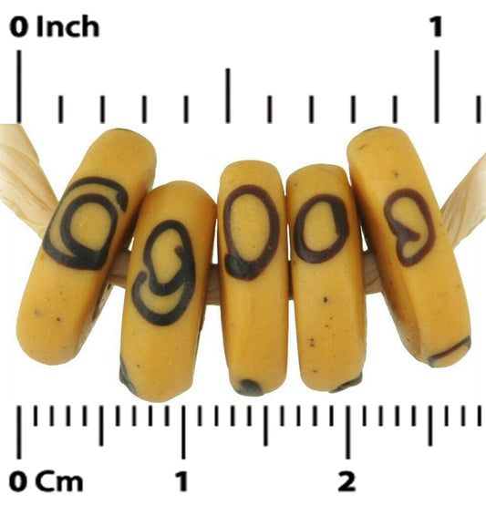 Rare African Trade Beads Large Zen Old Venetian Glass Beads Disks Spacers Yellow - alternate view