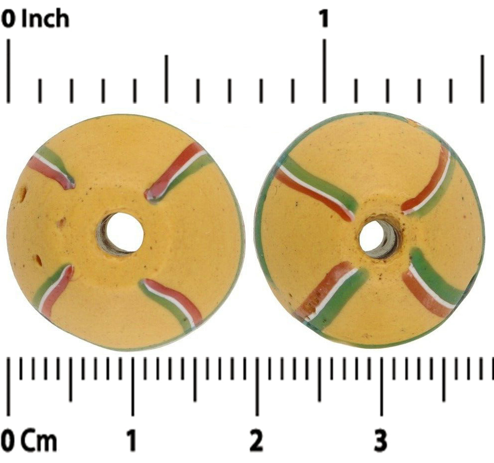 Antique Yellow Bicone Venetian Glass Trade Beads - African Lampwork - alternate view