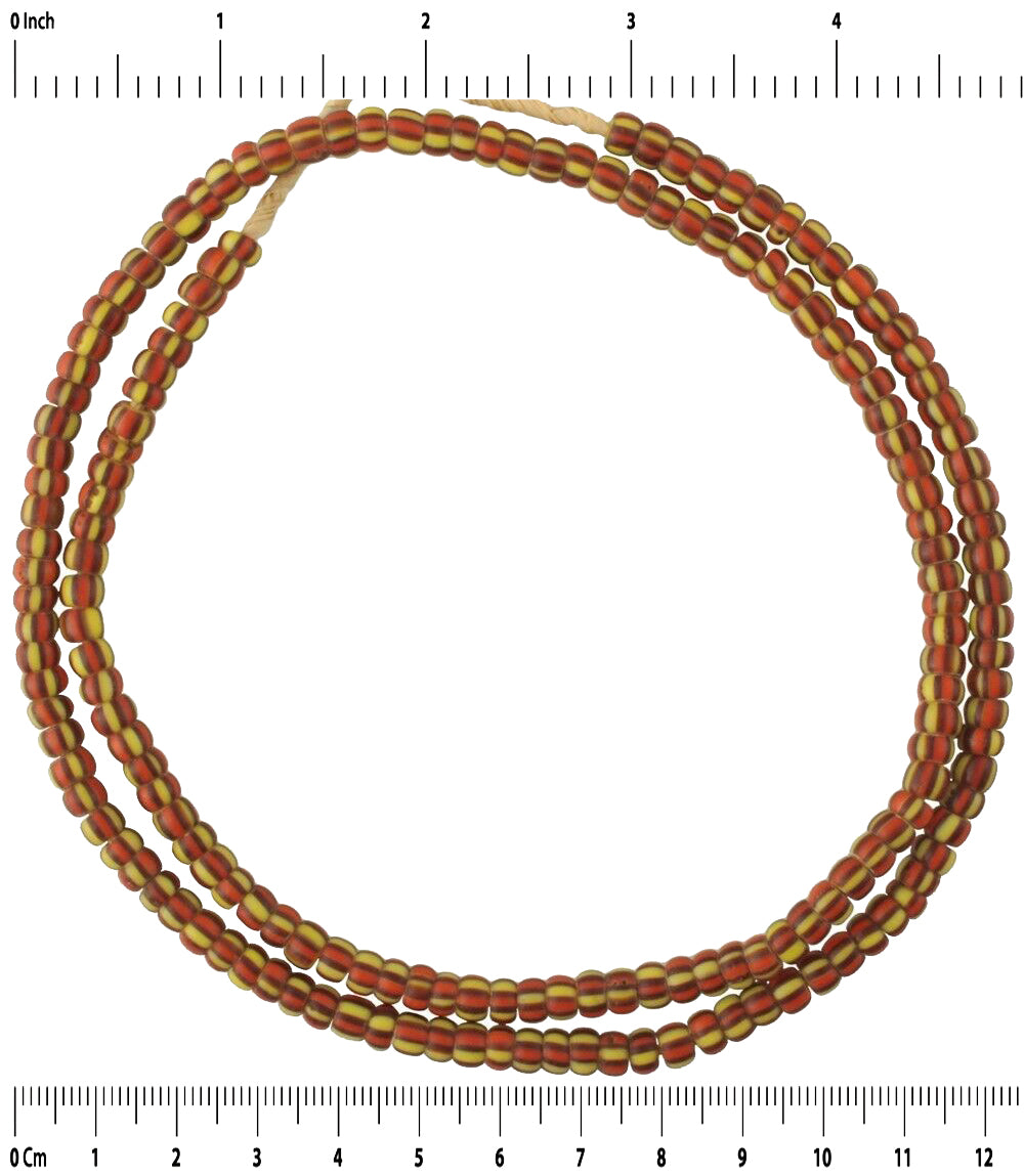 Old Small 5 mm Striped Venetian Seed Trade Beads Strand