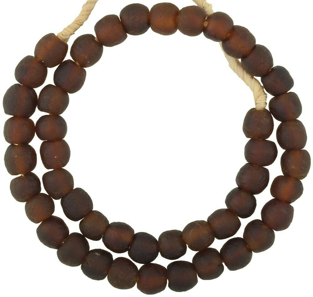 Authentic Bottletranslucent Powder Glass Beads - 12-13Mm, Ghana - close-up