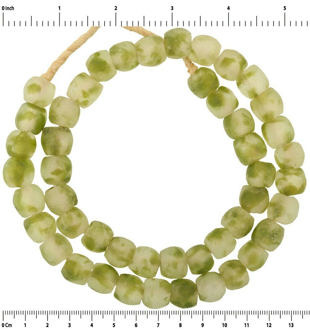 Handmade Recycled Glass Beads Necklace - African Trade Beads - close-up
