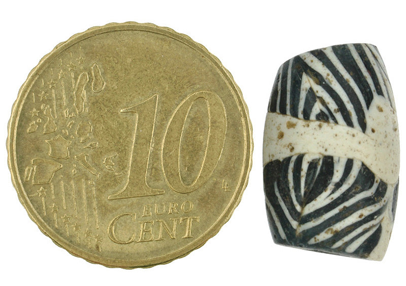 Antique Islamic Banded Folded Glass Bead - Fustat Trade Bead - close-up