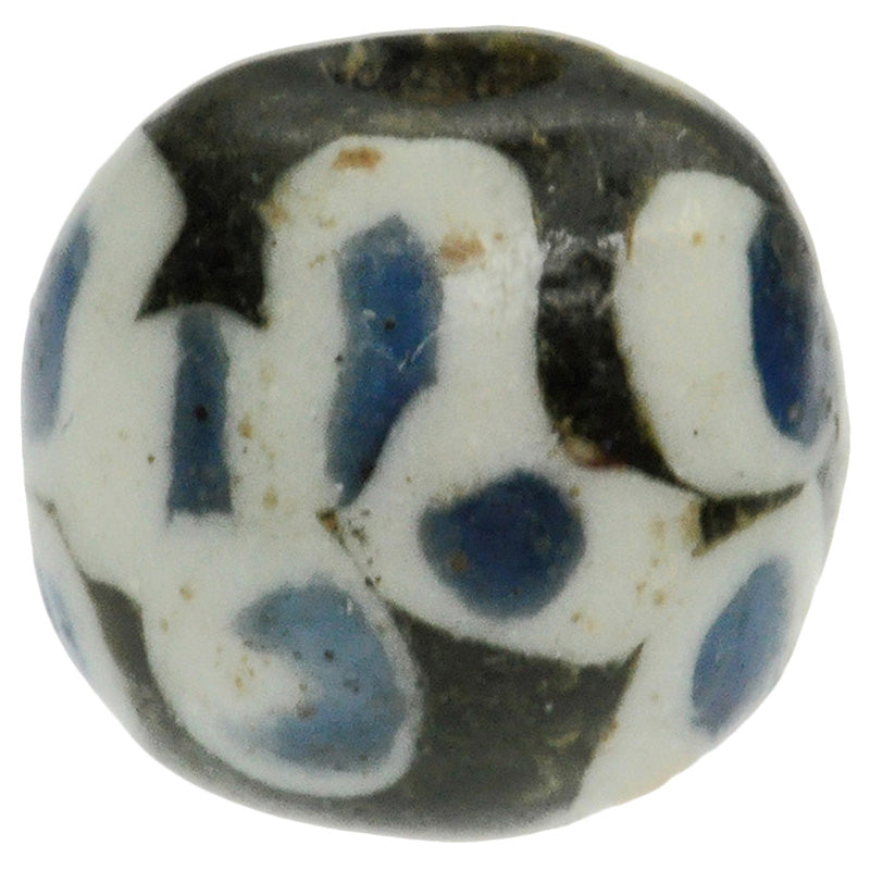 Rare Black, White & Blue Islamic Eye Bead From Fustat, 1200 Ad