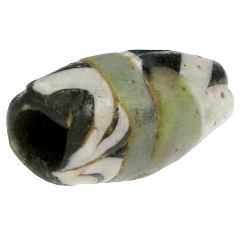 Rare Islamic Folded Glass Trade Bead From Fustat 14X8Mm