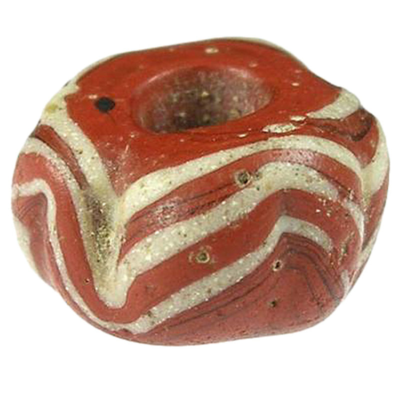 Rare Red & White Antique Islamic Glass Trade Bead | Fustat, Egypt