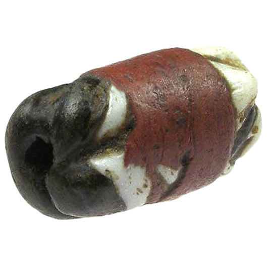 Rare Fustat Islamic Banded Folded Glass Bead, 12Mm - alternate view