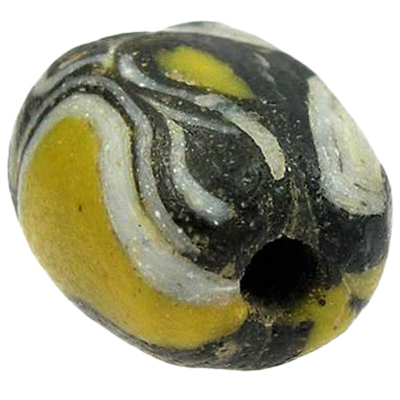 Antique Fustat Islamic Folded Glass Bead - 12Th Century Relic - close-up