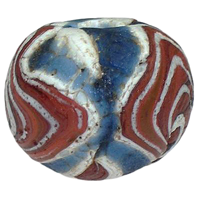 Antique Fustat Folded Glass Bead - Islamic Period, 12Th Century - close-up