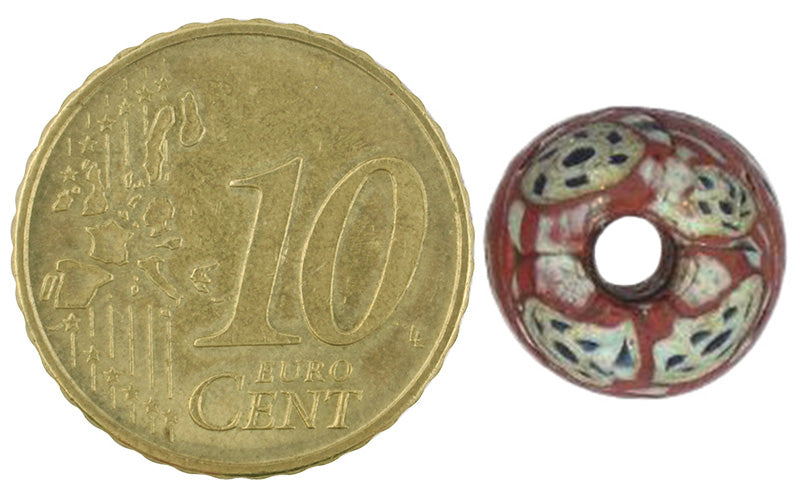 Rare Antique Fustat Mosaic Glass Bead | Islamic Trade Bead 12X10Mm - zoomed-in detail