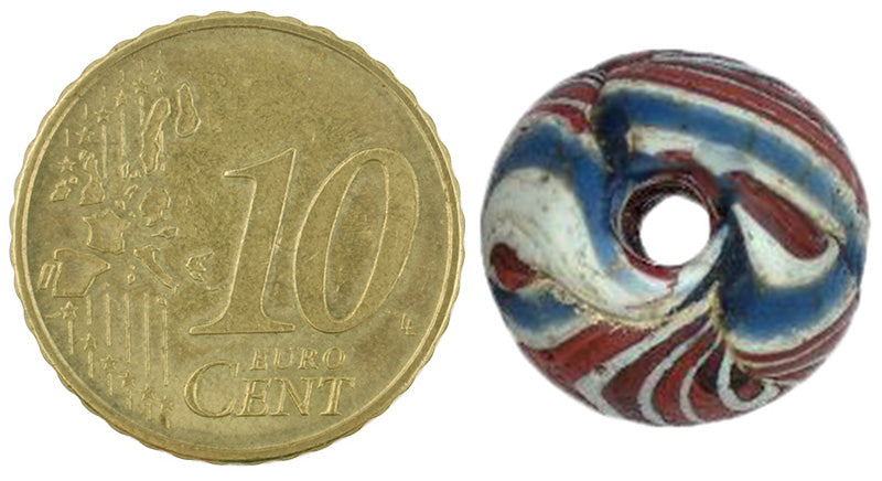 Antique Fustat Folded Glass Bead - Islamic Period, 12Th Century - zoomed-in detail