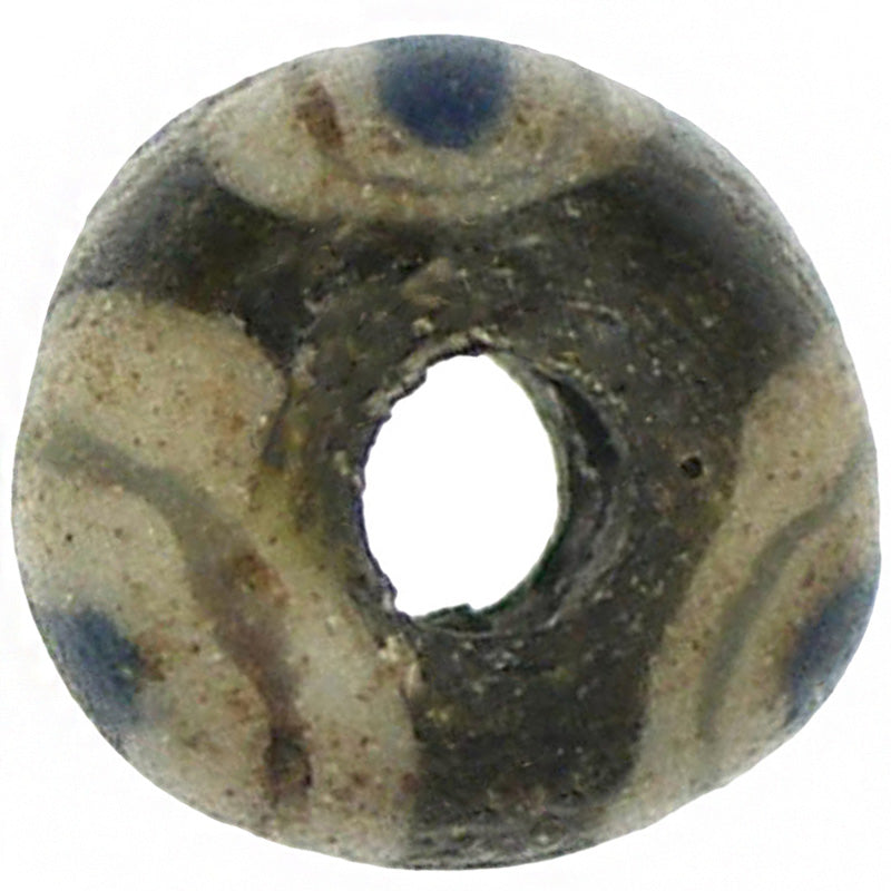 Rare Antique Fustat Mosaic Glass Bead - 1200 Ad, Small Size - close-up