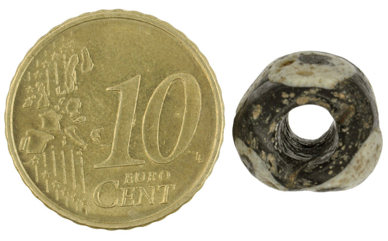 Rare Black & White Eye Bead | Fustat Islamic Glass Bead - close-up